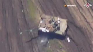 اصابت پهپاد لانست به تانک