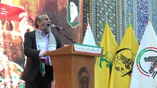 حمایت از جبهه مقاومت فلسطین در صحن قدس حرم مطهر رضوی توسط زائران - طوفان الاقصی