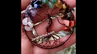 گردنبند هفت سنگ چاکرا درخت زندگی بزرگ 7 Chakra Tree of Life _ کد 400597