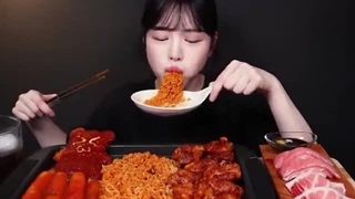 Tteokbokki Chicken Ramyeon Mukbang Asmr