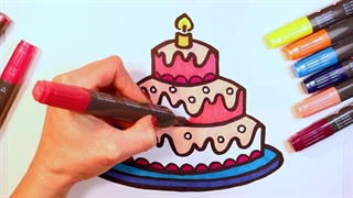 نقاشی گام به گام کیک تولد