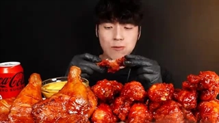 BBQ GRILLED CHICKEN & SPICY FRIED CHICKEN MUKBANG ASMR