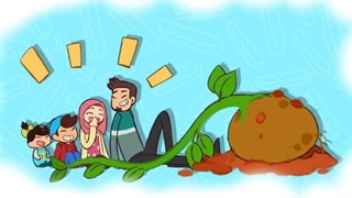 انیمیشن آموزش انگلیسی برای کودکان بصورت شعر عمر و هانا این قسمت Planting Potatoes