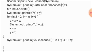 کد نویسی چاپ n عدد از دنباله فیبوناچی در جاوا