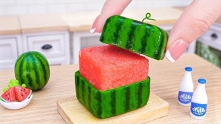 آشپزی مینیاتوری واقعی : موس کیک هندوانه - موج کره ای