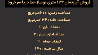 خرید واحد آپارتمان ۱۳۲ متری نوساز در خط دریا سرخرود