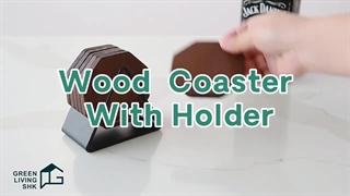 Hand crafted wood coasters for drinks with holder